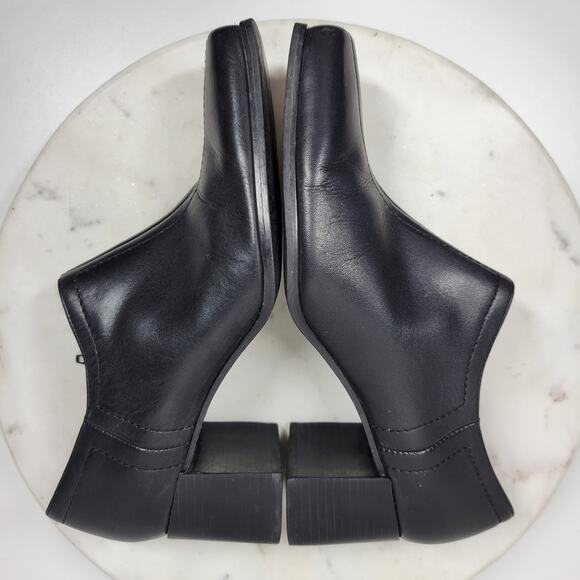 Naturalizer Stitch In Time Ankle Boots 7.5 Black Leather Chunky Heels Square Toe - Picture 12 of 14